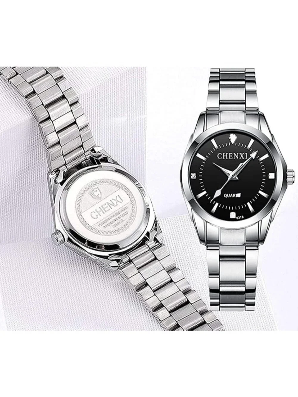 Women's Black Analog Quartz Stainless Steel Luminous Waterproof Dress Watches